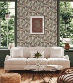 A.S. Creation AS Création Antigua - PAPIER PEINT FEUILLES DE PALMIER - Orange Rouge Beige Vert - 1005 X 53 Cm -Décoration d'intérieur 1048x1200