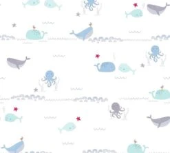 A.S. Creation HAPPY UNDERWATER ANIMALS WALLPAPER - Blauw Grijs Wit Vert Rouge - Papier Peint Chambre D'enfant - AS Creation Little Love