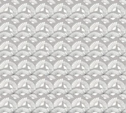 A.S. Creation AS Creation Karl Lagerfeld - Papier Peint Graphique éventail - Avantgarde Design "Fan" - Gris Argent Blanc - 1005 X 53 Cm