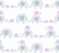 A.S. Creation ELEPHANT WALLPAPER - Rose Grijs Wit - Papier Peint Chambre D'enfant - AS Creation Little Love