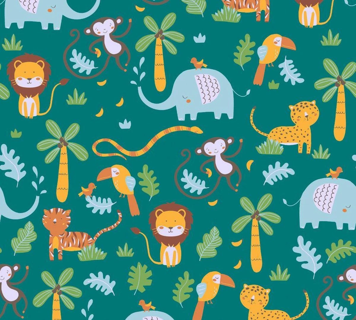 A.S. Creation JUNGLE ANIMAL WALLPAPER - Vert Jaune Blauw Marron Wit - Papier Peint Chambre D'enfant - AS Creation Little Love 1 A.S. Creation JUNGLE ANIMAL WALLPAPER - Vert Jaune Blauw Marron Wit - Papier Peint Chambre D'enfant - AS Creation Little Love