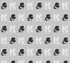 A.S. Creation AS Creation Karl Lagerfeld - Papier Peint Portrait - Design "Kameo" Dessin - Argent Noir Blanc Métallisé - 1005 X 53 Cm