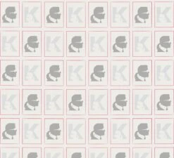 A.S. Creation AS Creation Karl Lagerfeld - Papier Peint Portrait - Design "Kameo" Dessin - Blanc Argent Rouge Gris - 1005 X 53 Cm