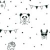 A.S. Creation PAPIER PEINT ANIMAUX A POIS ET GUIRLANDE - Zwart Wit - Papier Peint Chambre D'enfant - AS Creation Little Love
