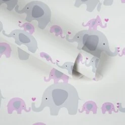A.S. Creation ELEPHANT WALLPAPER - Rose Grijs Wit - Papier Peint Chambre D'enfant - AS Creation Little Love -Décoration d'intérieur 1200x1200 120