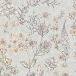 A.S. Creation AS Creation Metropolitan Stories 3 - PAPIER PEINT FLORAL VINTAGE - Gris Orange Jaune - 1005 X 53 Cm