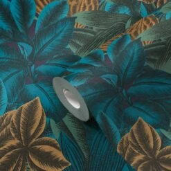 A.S. Creation AS Creation Metropolitan Stories 3 - PAPIER PEINT FEUILLES EXOTIQUES - Turquoise Orange Vert Violet - 1005 X 53 Cm -Décoration d'intérieur 1200x1200 128