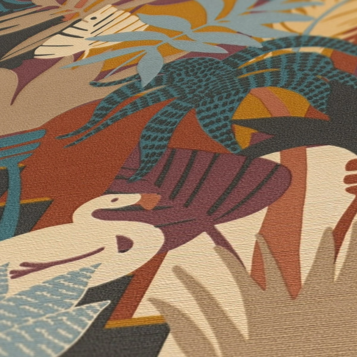 A.S. Creation AS Création Antigua - PAPIER PEINT ANIMAL JUNGLESTYLE - Orange Rouge Bleu Vert Beige - 1005 X 53 Cm 2 A.S. Creation AS Création Antigua - PAPIER PEINT ANIMAL JUNGLESTYLE - Orange Rouge Bleu Vert Beige - 1005 X 53 Cm – Image 2