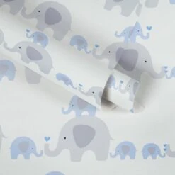 A.S. Creation ELEPHANT WALLPAPER - Blauw Grijs Wit - Papier Peint Chambre D'enfant - AS Creation Little Love -Décoration d'intérieur 1200x1200 193