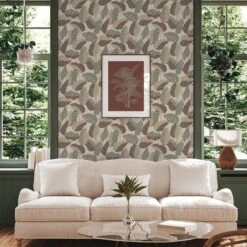 A.S. Creation AS Création Antigua - PAPIER PEINT FEUILLES DE PALMIER - Orange Rouge Beige Vert - 1005 X 53 Cm -Décoration d'intérieur 1200x1200 7