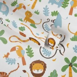 A.S. Creation JUNGLE ANIMAL WALLPAPER - Bont Jaune Vert Blauw Wit - Papier Peint Chambre D'enfant - AS Creation Little Love -Décoration d'intérieur 1200x1200 87