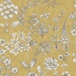 A.S. Creation AS Creation Metropolitan Stories 3 - PAPIER PEINT FLORAL VINTAGE - Gris Blanc Jaune - 1005 X 53 Cm