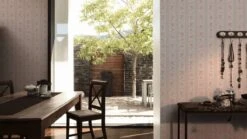 A.S. Creation AS Creation Maison Charme - PAPIER PEINT FLEURS EN RAYURES - Taupe Blanc Rouge - 1005 X 53 Cm -Décoration d'intérieur 1200x674