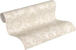 A.S. Creation PAPIER PEINT ORNEMENTS BAROQUES TRADITIONNELS - Beige Crème Métallique - AS Creation Trendwall -Décoration d'intérieur 1200x803