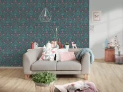 A.S. Creation AS Creation Maison Charme - PAPIER PEINT FLEURS ET OISEAUX - Vert Foncé Rose Bleu - 1005 X 53 Cm -Décoration d'intérieur 1200x898 7