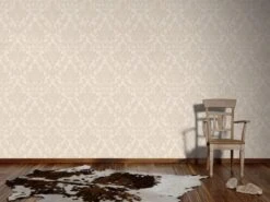 A.S. Creation PAPIER PEINT ORNEMENTS BAROQUES TRADITIONNELS - Beige Crème Métallique - AS Creation Trendwall -Décoration d'intérieur 1200x900
