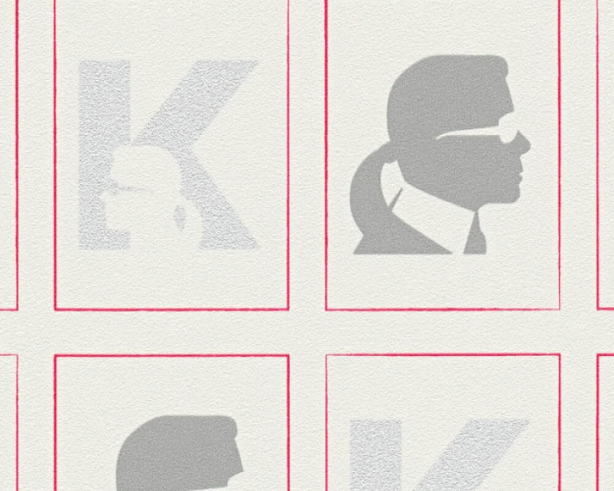A.S. Creation AS Creation Karl Lagerfeld - Papier Peint Portrait - Design "Kameo" Dessin - Blanc Argent Rouge Gris - 1005 X 53 Cm 11 A.S. Creation AS Creation Karl Lagerfeld - Papier Peint Portrait - Design "Kameo" Dessin - Blanc Argent Rouge Gris - 1005 X 53 Cm – Image 11