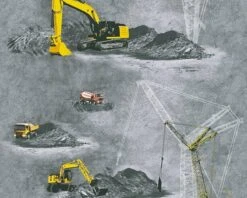 A.S. Creation PAPIER PEINT DE VÉHICULES DE SITE DE CONSTRUCTION - Gris Jaune Rouge - AS Creation Little Stars