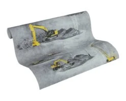 A.S. Creation PAPIER PEINT DE VÉHICULES DE SITE DE CONSTRUCTION - Gris Jaune Rouge - AS Creation Little Stars -Décoration d'intérieur 1200x960 65