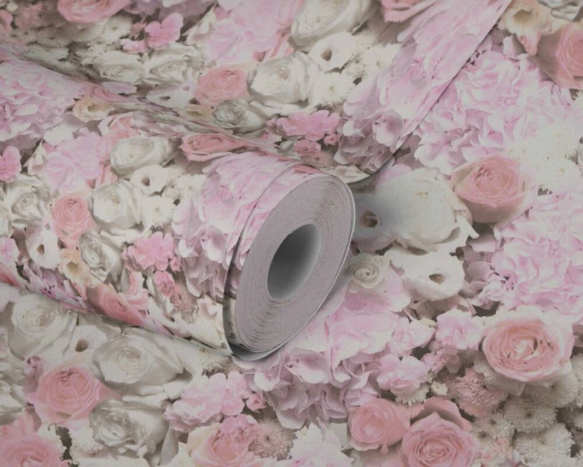 A.S. Creation AS Creation Trendwall 2 - PAPIER PEINT FLORAL ROMANTIQUE - Roses Et Hortensias - Blanc Rose - 1005 X 53 Cm 2 A.S. Creation AS Creation Trendwall 2 - PAPIER PEINT FLORAL ROMANTIQUE - Roses Et Hortensias - Blanc Rose - 1005 X 53 Cm – Image 2