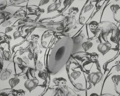 A.S. Creation AS Creation MICHALSKY - Papier Peint Jungle - Singes Araignées Entre Les Feuilles - Gris Blanc Noir - 1005 X 53 Cm -Décoration d'intérieur 1200x960 78