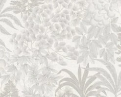 A.S. Creation PAPIER PEINT FLEURS ET FEUILLES | Botanique - Blanc Gris Argent - AS Création Metropolitan Stories 3 -Décoration d'intérieur 1200x960 95