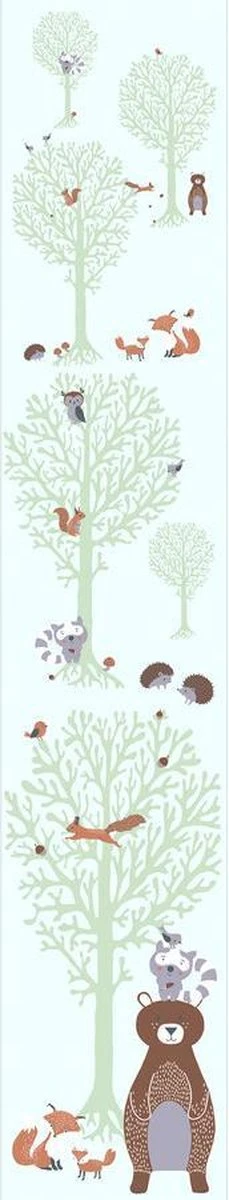 A.S. Creation PAPIER PEINT ANIMAUX DANS LA FORET - Vert Marron Grijs Wit - Papier Peint Chambre D'enfant - AS Creation Little Love