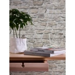 A.S. Creation Elements | 363702 | Papier Peint Intissé Pierre Brique | 0.53 M X 10.05 M | Gris -Décoration d'intérieur 363702 3