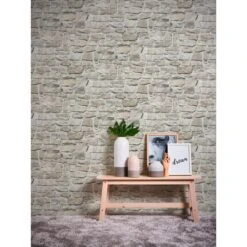 A.S. Creation Elements | 363702 | Papier Peint Intissé Pierre Brique | 0.53 M X 10.05 M | Gris -Décoration d'intérieur 363702 6