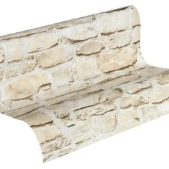 A.S. Creation Elements | 363703 | Papier Peint Intissé Pierre Brique | 0.53 M X 10.05 M | Beige