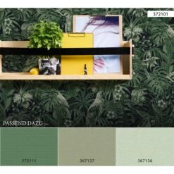 A.S. Creation Flavour | 367137 | Papier Peint Intissé Uni | 0.53 M X 10.05 M | Vert -Décoration d'intérieur 367137 5