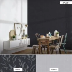 A.S. Creation New Elegance | 375554 | Papier Peint Intissé Uni | 0.53 M X 10.05 M | Noir -Décoration d'intérieur 375554 5