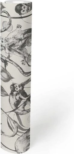 A.S. Creation AS Creation MICHALSKY - Papier Peint Jungle - Singes Araignées Entre Les Feuilles - Gris Blanc Noir - 1005 X 53 Cm -Décoration d'intérieur 579x1200 5