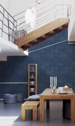 A.S. Creation AS Creation Titanium 3 - Papier Peint Motif Carrelage - Brillance Métallique - Bleu Foncé - 1005 X 53 Cm -Décoration d'intérieur 720x1200 2