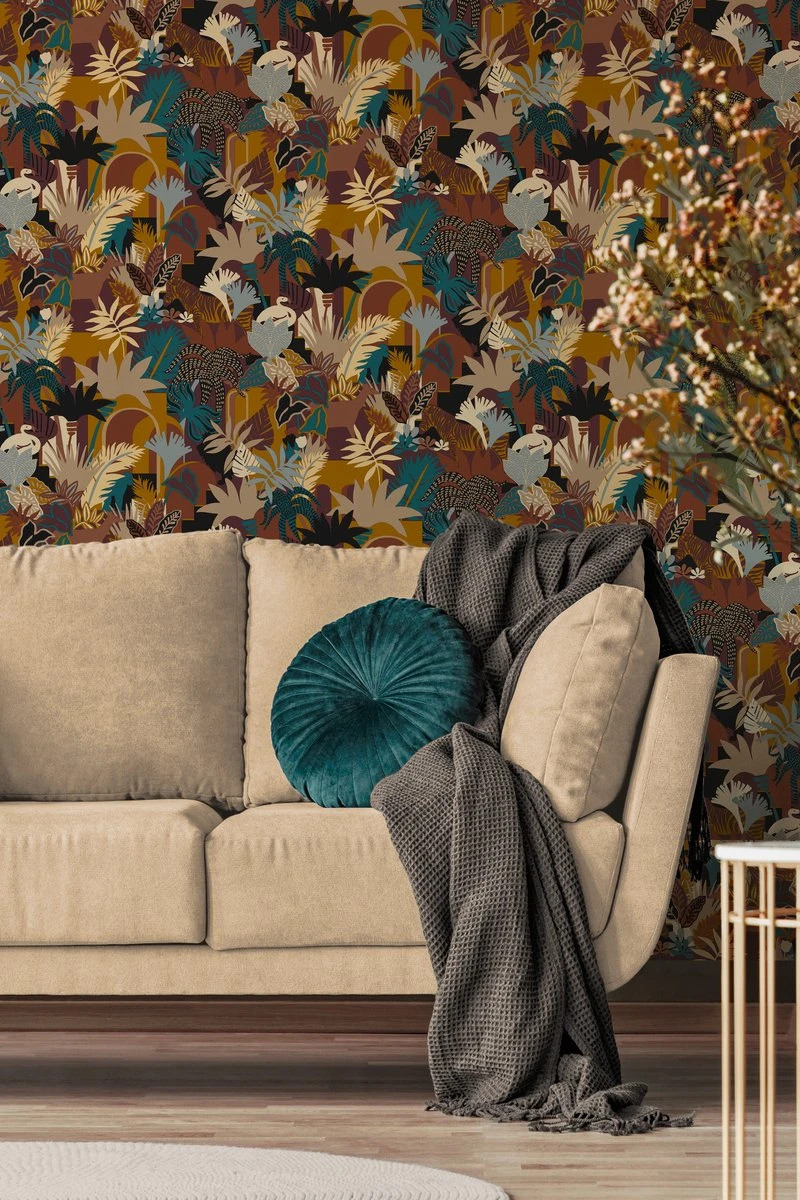 A.S. Creation AS Création Antigua - PAPIER PEINT ANIMAL JUNGLESTYLE - Orange Rouge Bleu Vert Beige - 1005 X 53 Cm 4 A.S. Creation AS Création Antigua - PAPIER PEINT ANIMAL JUNGLESTYLE - Orange Rouge Bleu Vert Beige - 1005 X 53 Cm – Image 4