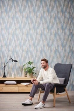 A.S. Creation PAPIER PEINT RUGUEUX VINTAGE | Scandinave - Bleu Beige Orange - AS Création Metropolitan Stories 3 -Décoration d'intérieur 800x1200 8