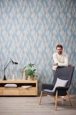 A.S. Creation PAPIER PEINT RUGUEUX VINTAGE | Scandinave - Bleu Beige Orange - AS Création Metropolitan Stories 3 -Décoration d'intérieur 800x1200 9