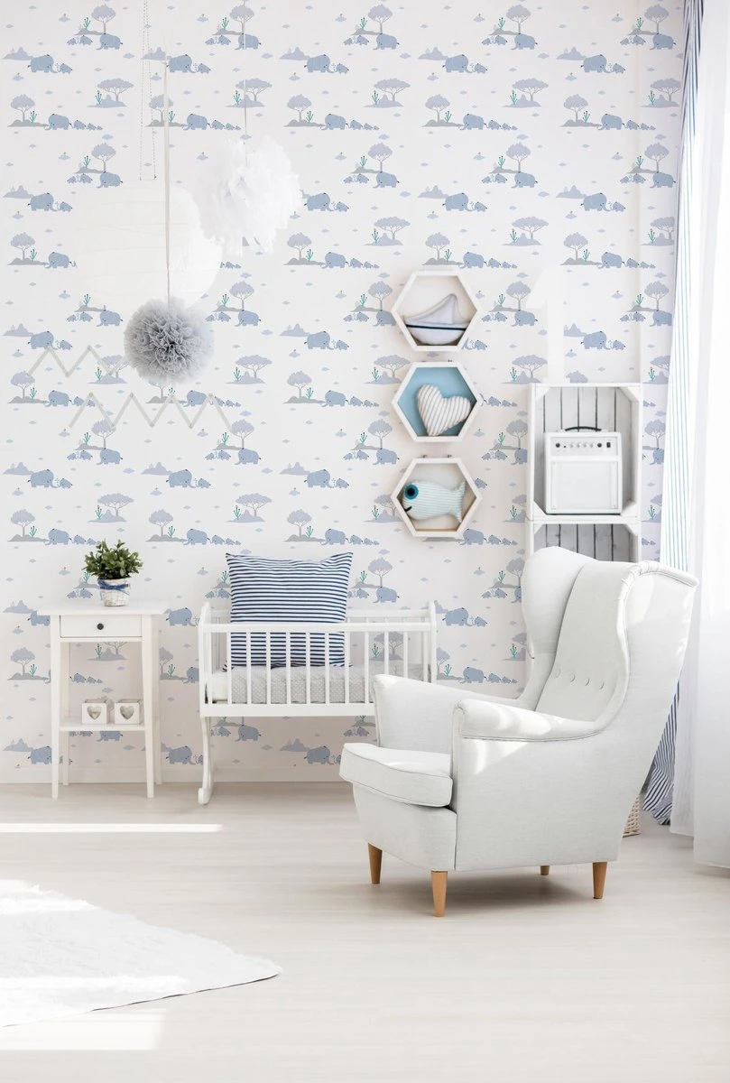 A.S. Creation ELEPHANT WALLPAPER - Blauw Grijs Wit Vert Jaune - Papier Peint Chambre D'enfant - AS Creation Little Love 2 A.S. Creation ELEPHANT WALLPAPER - Blauw Grijs Wit Vert Jaune - Papier Peint Chambre D'enfant - AS Creation Little Love – Image 2