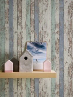 A.S. Creation AS Création Elements - PAPIER PEINT ALTÉRÉ RÉCUPÉRATION - Blanc Marron Bleu Menthe - 1005 X 53 Cm -Décoration d'intérieur 900x1200 3