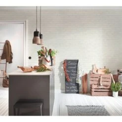 A.S. Creation Elements | 907851 | Papier Peint Intissé Pierre Brique | 0.53 M X 10.05 M | Blanc -Décoration d'intérieur 907851 6