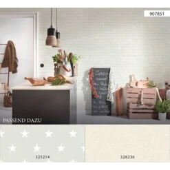 A.S. Creation Elements | 907851 | Papier Peint Intissé Pierre Brique | 0.53 M X 10.05 M | Blanc -Décoration d'intérieur 907851 8