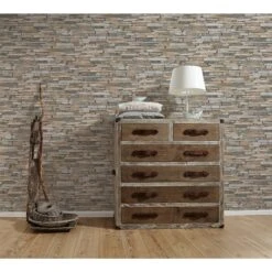 A.S. Creation Elements | 914217 | Papier Peint Intissé Pierre Brique | 0.53 M X 10.05 M | Marron -Décoration d'intérieur 914217 4