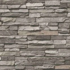 A.S. Creation Elements | 958331 | Papier Peint Intissé Pierre Brique | 0.53 M X 10.05 M | Gris