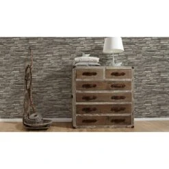 A.S. Creation Elements | 958331 | Papier Peint Intissé Pierre Brique | 0.53 M X 10.05 M | Gris -Décoration d'intérieur 958331 2