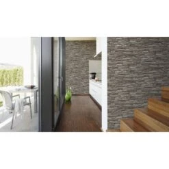 A.S. Creation Elements | 958331 | Papier Peint Intissé Pierre Brique | 0.53 M X 10.05 M | Gris -Décoration d'intérieur 958331 5